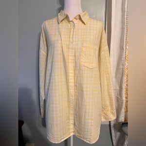 Cotton on yellow plaid button down oversized shirt. Size S. Can easily fit a Med